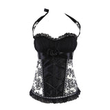 Ladies Lace Halterneck Printed Chiffon Corset