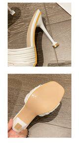 Women's Shoes With Thin Square Toe High Heels And Sandals