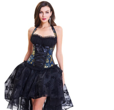 Ladies Lace Halterneck Printed Chiffon Corset