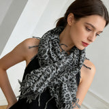 2pcs Minimalist Head Scarf,Grey Leopard Square Scarf ,Luxe Look For Evening Wear,Scarf,vacation,daily Life,evening Party,Office Appropriate Subtlety For Women Men