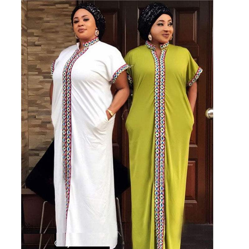 African Women Loose Short-sleeved Long Dress