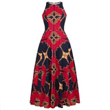 Printed Women's Round Neck Sleeveless Dress With African Style