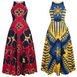 Printed Women's Round Neck Sleeveless Dress With African Style