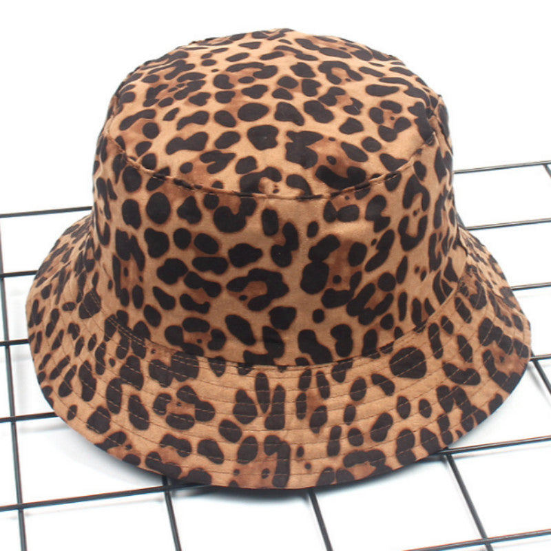 Leopard-Print Fisherman Hat On Both Sides, Spring And Summer Outing Cotton Sun Hat