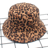 Leopard-Print Fisherman Hat On Both Sides, Spring And Summer Outing Cotton Sun Hat