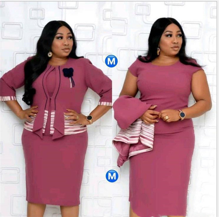 African Fashion Lady Plus Size Two-Piece Set Coat Dress 4xl