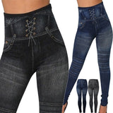 Seamless Imitation Of Jean Leggings For Women