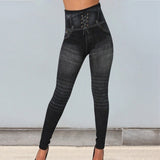 Seamless Imitation Of Jean Leggings For Women