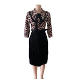 OL commuter African plus size mother dress leopard print stitching tie pleated dress