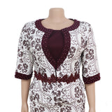 African Womans Print Stitching Water-Soluble Lace Suit