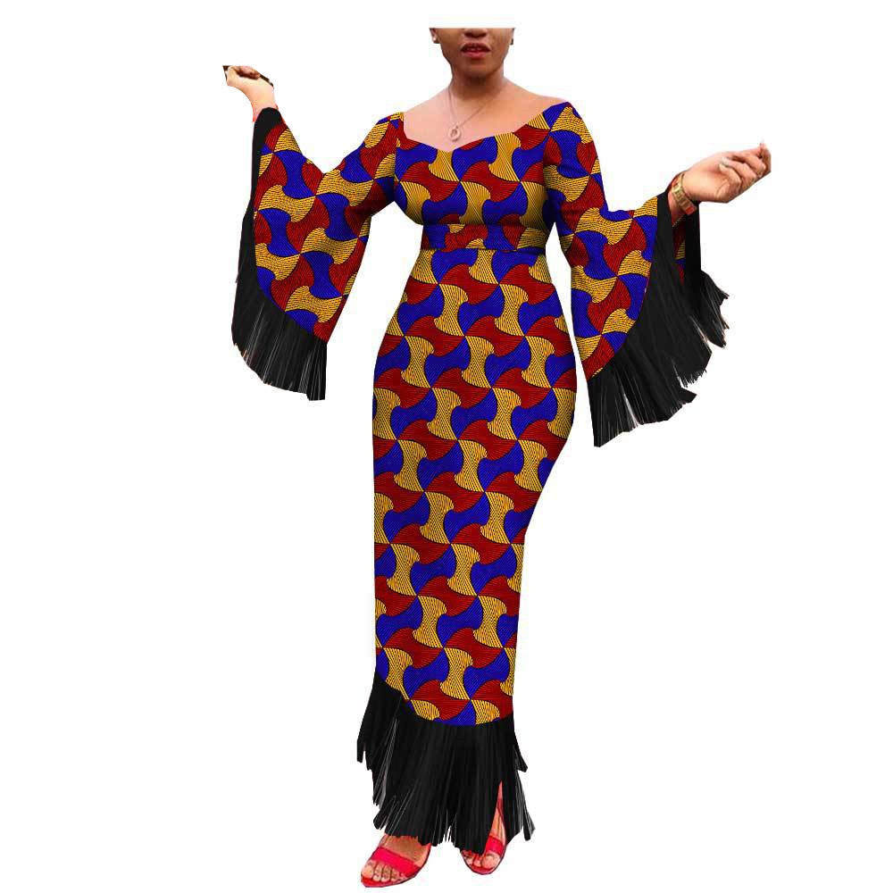 New Style Hot-Selling African Ethnic Printing Batik Cotton Plus Size Fringed Dress