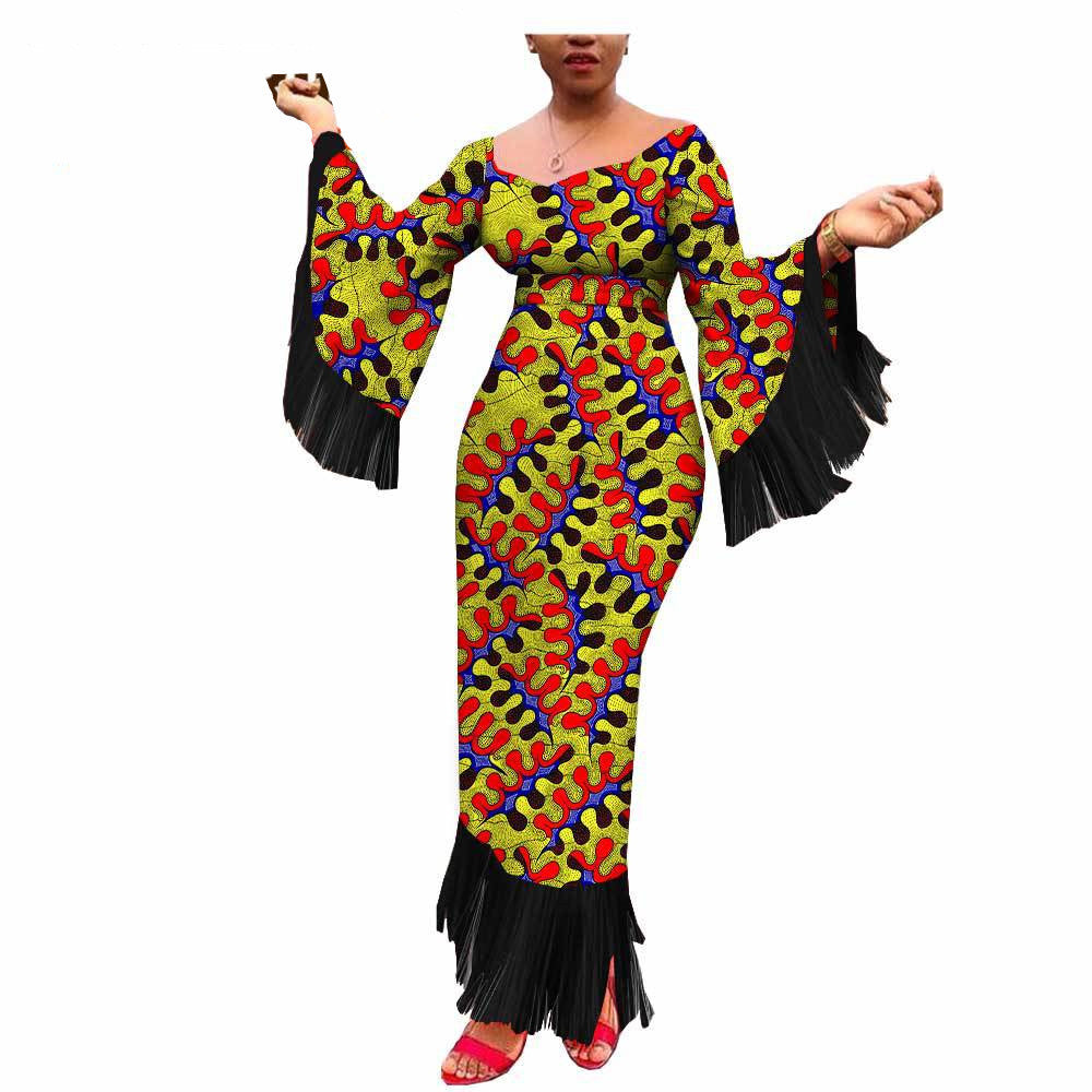 New Style Hot-Selling African Ethnic Printing Batik Cotton Plus Size Fringed Dress