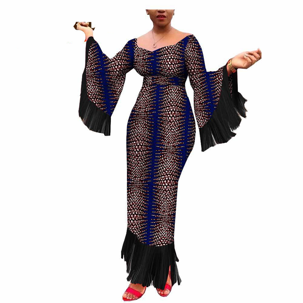 New Style Hot-Selling African Ethnic Printing Batik Cotton Plus Size Fringed Dress