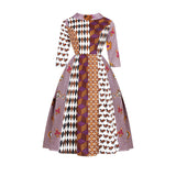 Manufacturer Direct Sales Digital Printing African Style Women'S V-Neck Zipper Three Quarter Sleeve Fashion Dress Skirt