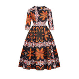 Manufacturer Direct Sales Digital Printing African Style Women'S V-Neck Zipper Three Quarter Sleeve Fashion Dress Skirt