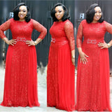 African Women Lace Sequined Party Dress