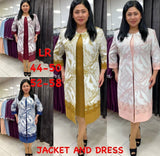 African Ladies Plus Size Long Jacket Printed Lace Dress Suit