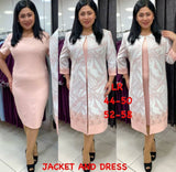 African Ladies Plus Size Long Jacket Printed Lace Dress Suit