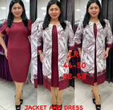 African Ladies Plus Size Long Jacket Printed Lace Dress Suit