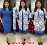 African Ladies Plus Size Long Jacket Printed Lace Dress Suit
