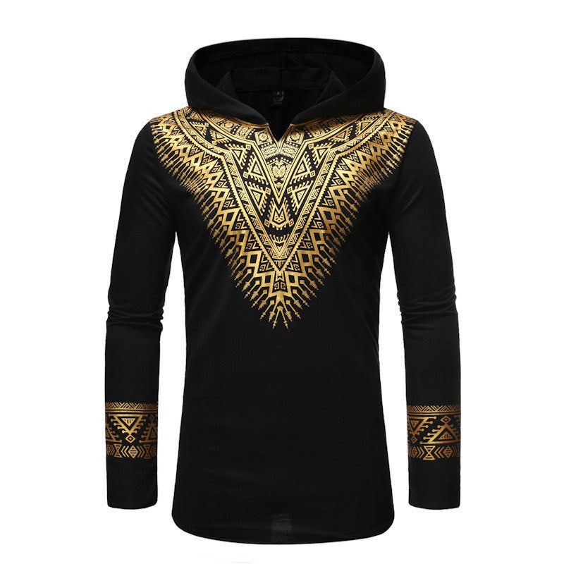 African Turk Chief Printed Long Sleeve Jacket With Arc Hem
