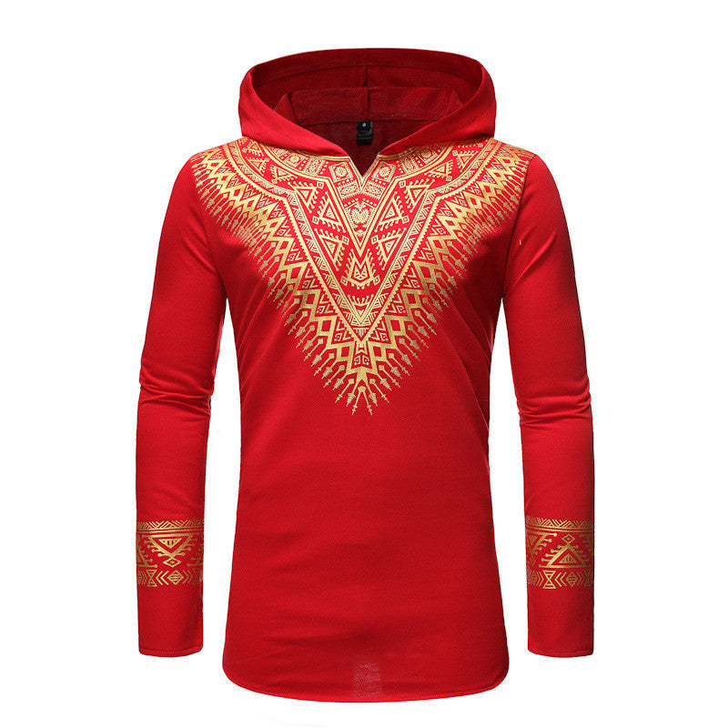 African Turk Chief Printed Long Sleeve Jacket With Arc Hem