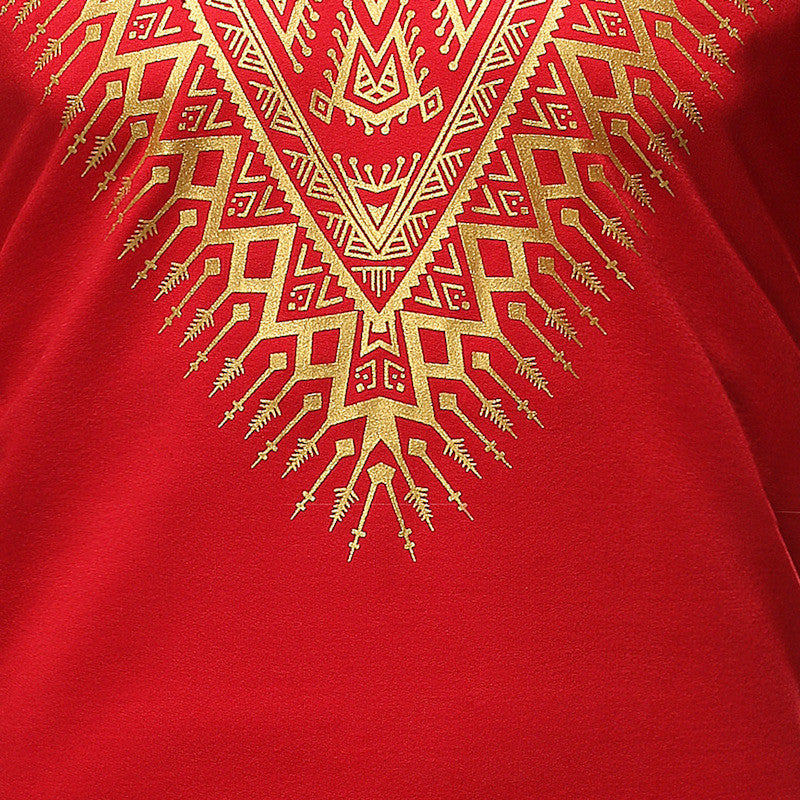 African Turk Chief Printed Long Sleeve Jacket With Arc Hem