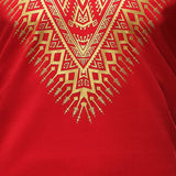 African Turk Chief Printed Long Sleeve Jacket With Arc Hem