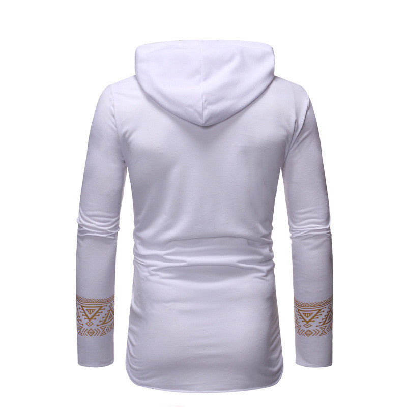 African Turk Chief Printed Long Sleeve Jacket With Arc Hem
