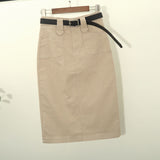 Denim Skirt Women Summer Casual High Waist Pacakge Hip Split Knee Length Ol Jeans Skirt