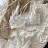 European And American Sexy Underwear Without Chest Pad, Ultra-Thin Lace Gathered Mesh Bra Set, Adjustable Large Size Underwear Panties