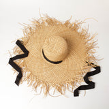 New Raffia And Papyrus Blended Woolen Fringed Straw Hat With Big Brim