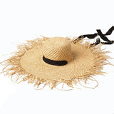 New Raffia And Papyrus Blended Woolen Fringed Straw Hat With Big Brim