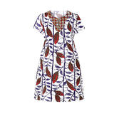 African Style Digital Printing Women'S Casual V Stand-Up Collar Short Sleeves