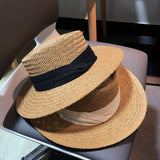 Net Celebrity Same Summer Hand-Woven Wide-Brim Flat-Brimmed Sun-Shading Sun-Protection Holiday Beach Sun Straw Hat