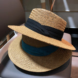 Net Celebrity Same Summer Hand-Woven Wide-Brim Flat-Brimmed Sun-Shading Sun-Protection Holiday Beach Sun Straw Hat
