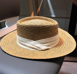 Net Celebrity Same Summer Hand-Woven Wide-Brim Flat-Brimmed Sun-Shading Sun-Protection Holiday Beach Sun Straw Hat
