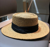 Net Celebrity Same Summer Hand-Woven Wide-Brim Flat-Brimmed Sun-Shading Sun-Protection Holiday Beach Sun Straw Hat