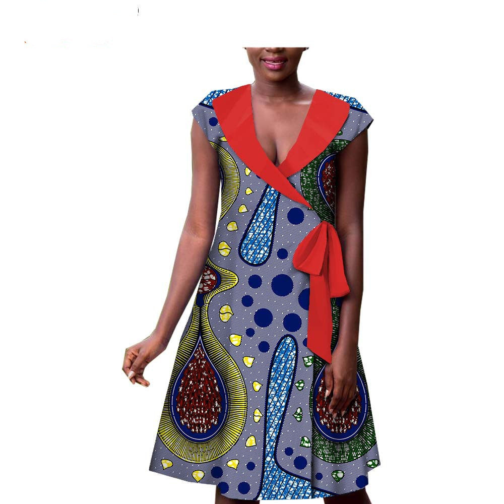 New Style Hot-Selling African Ethnic Printing Batik Cotton Plus Size Fashion Dress