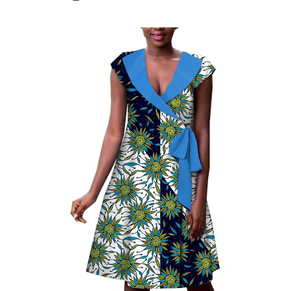 New Style Hot-Selling African Ethnic Printing Batik Cotton Plus Size Fashion Dress