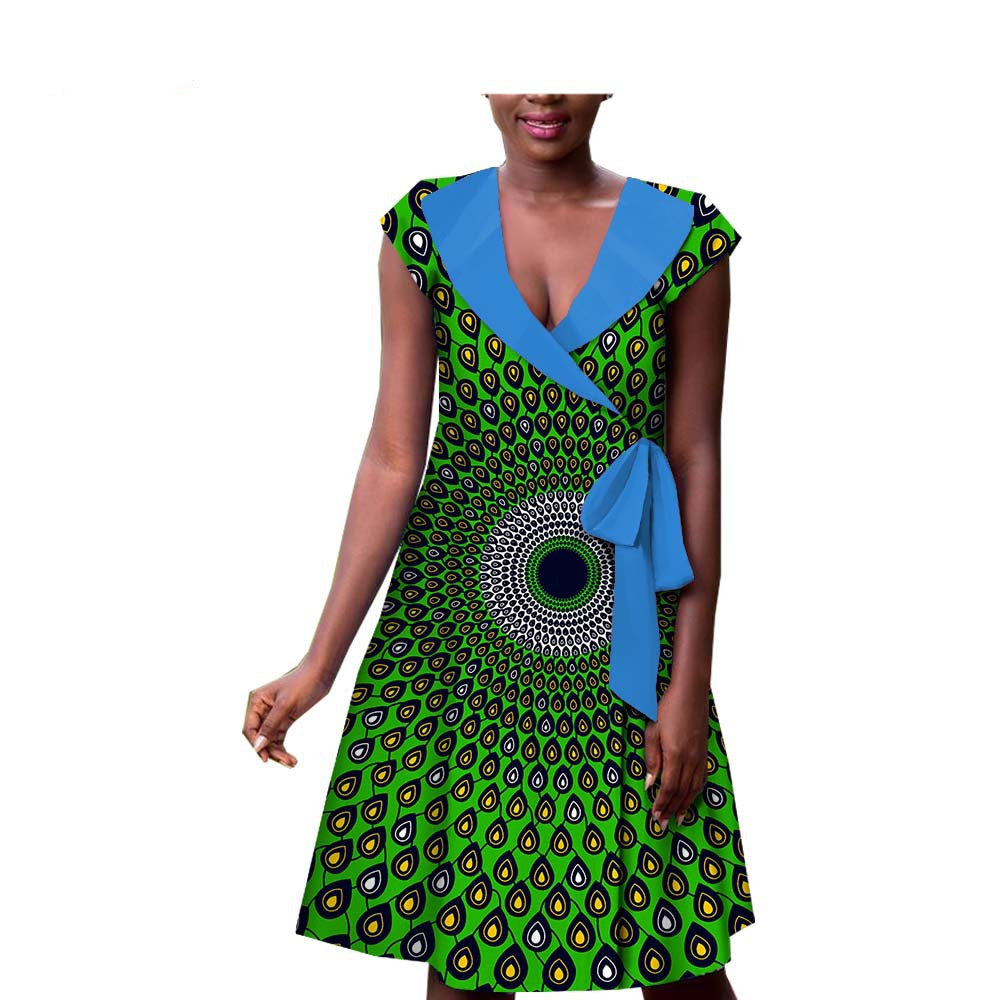 New Style Hot-Selling African Ethnic Printing Batik Cotton Plus Size Fashion Dress