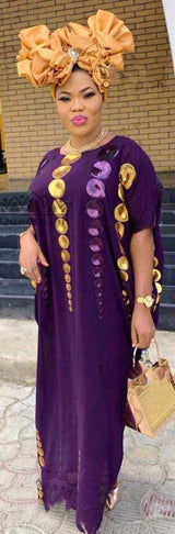 New African Loose Design 2-piece Chiffon Long sleeve Da