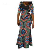 African Printed Short Sleeve Women'S Cotton Dress