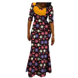 African Printed Short Sleeve Women'S Cotton Dress
