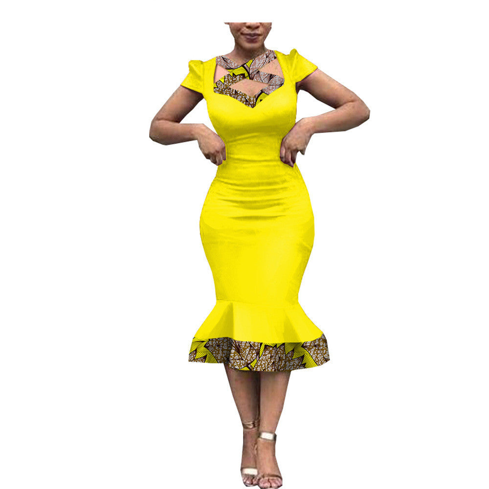 New Style African Ethnic Characteristic Batik Printed Cotton Dress Dress Skirt