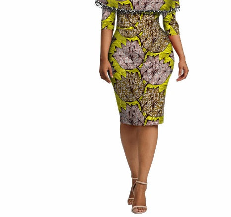 African Ethnic Characteristic Batik Printed Cotton Dress Dress Skirt