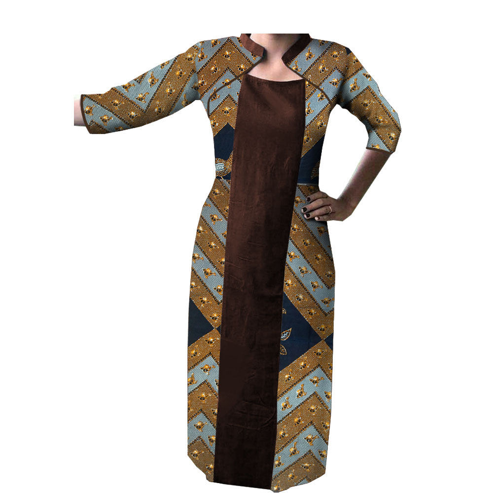 Spot Hot-Selling Export African Characteristic Batik Printed Cotton Plus Size Dress