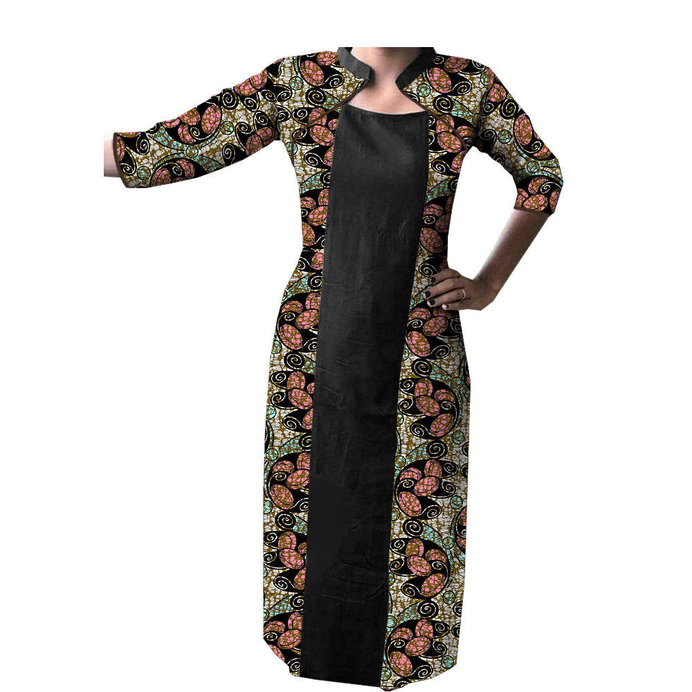 Spot Hot-Selling Export African Characteristic Batik Printed Cotton Plus Size Dress