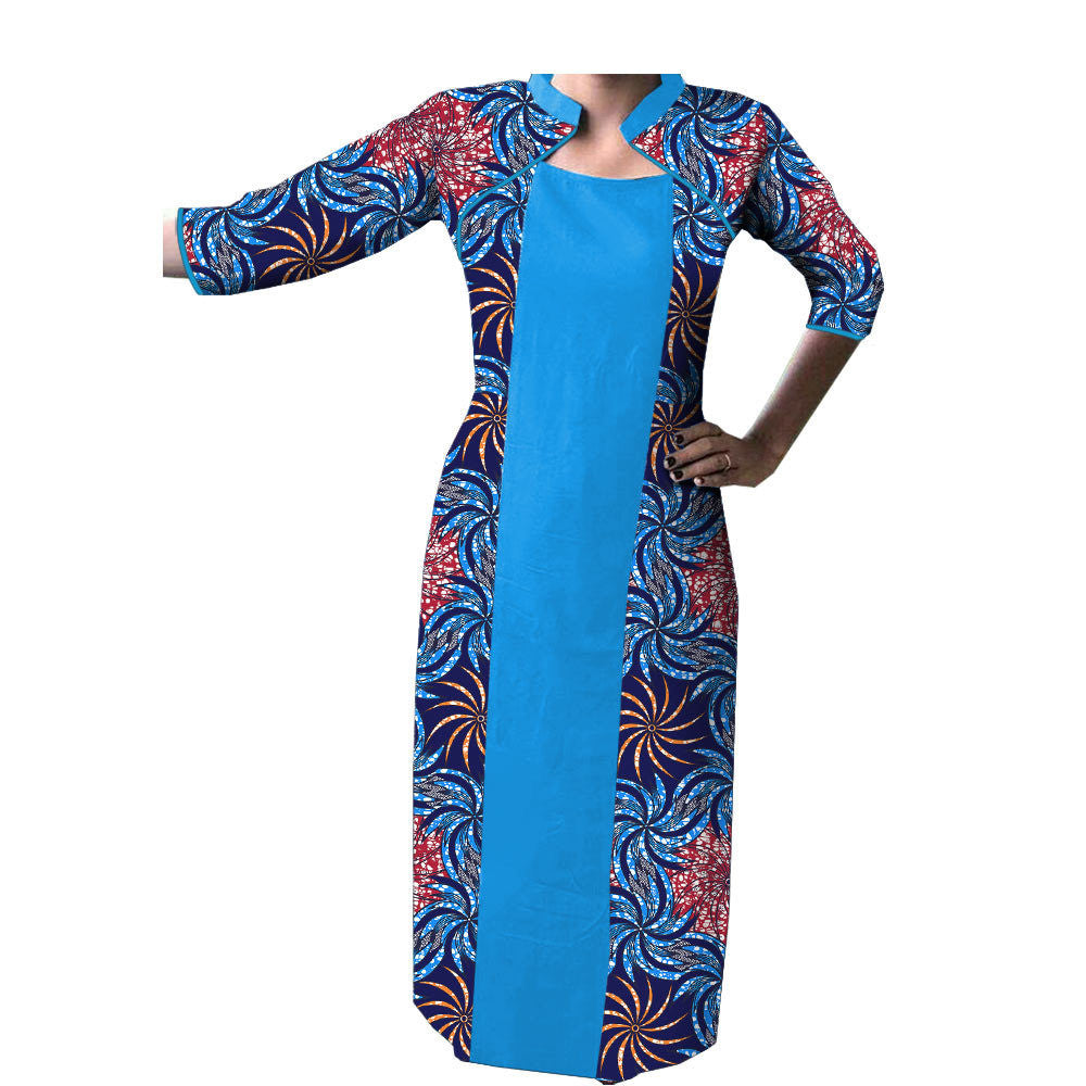 Spot Hot-Selling Export African Characteristic Batik Printed Cotton Plus Size Dress