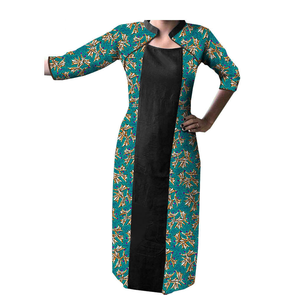 Spot Hot-Selling Export African Characteristic Batik Printed Cotton Plus Size Dress